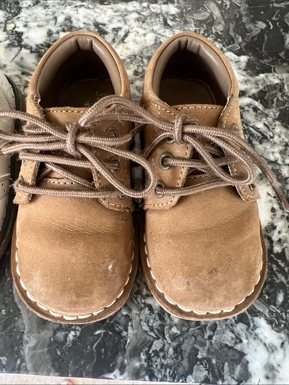 Boys White and Brown Dress Shoes